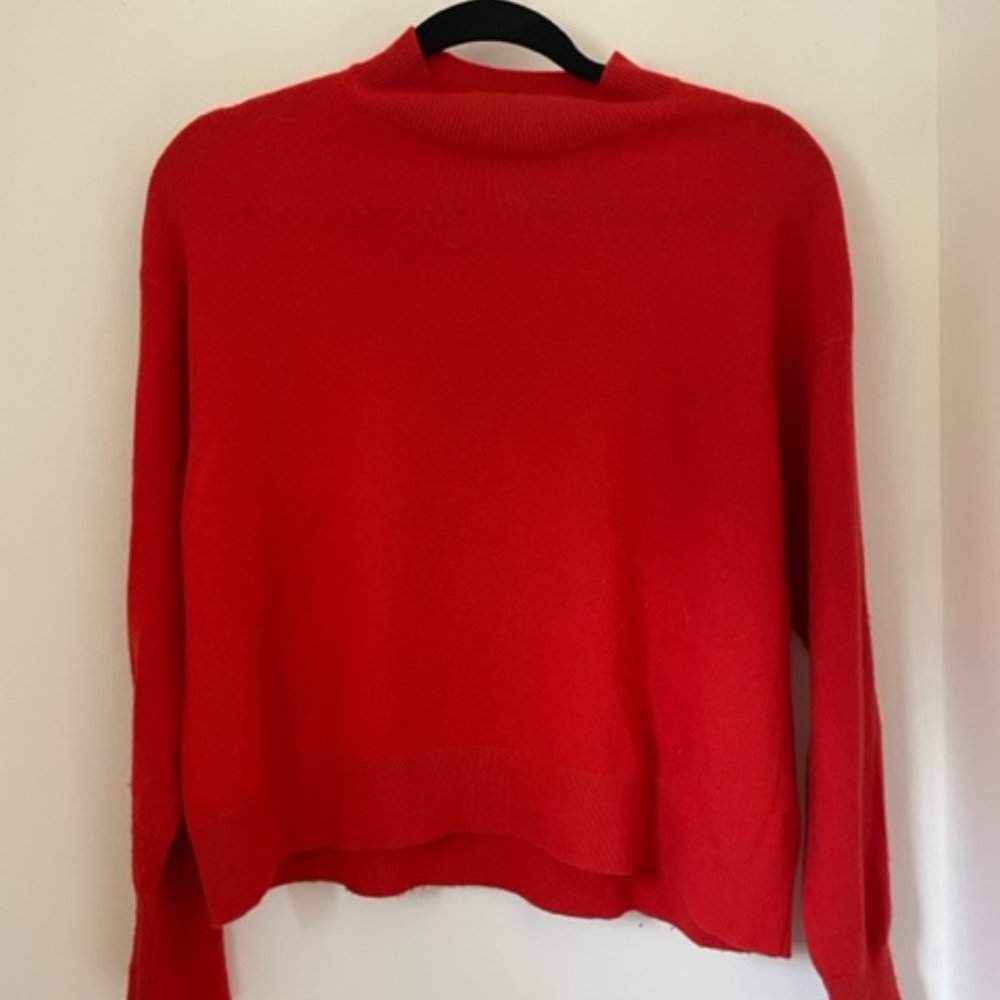 Everlane Cashmere Crop Mockneck Sweater - Clambake Red-Orange